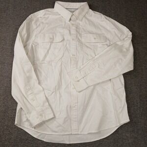 Free Assembly Mens XL White Cotton Linen Blend Button Down Shirt FAMWT00171SP25